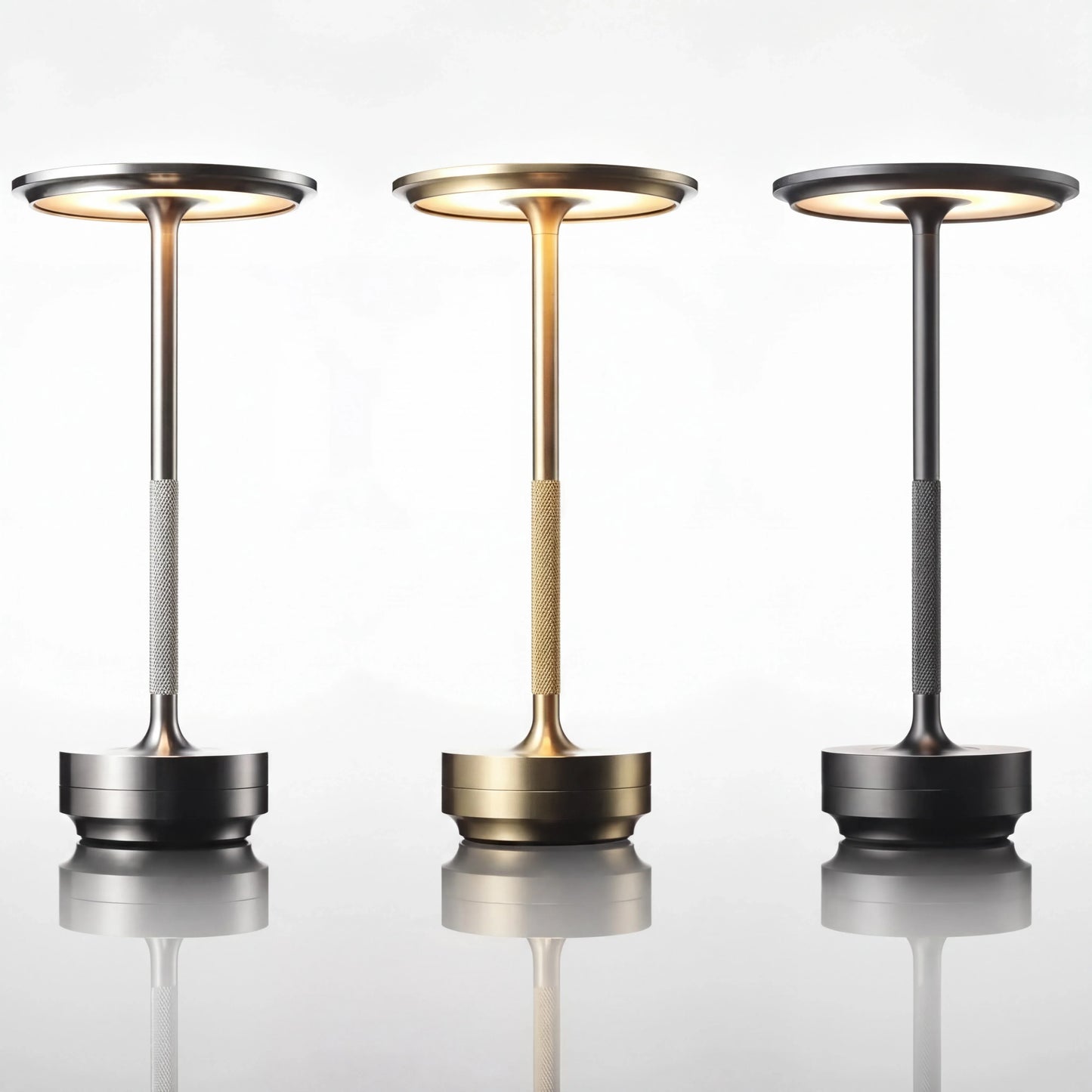 Eclara Ilumina rechargeable cordless table lamp in three colours — gold, black and silver — touch LED, USB, cordless home decor