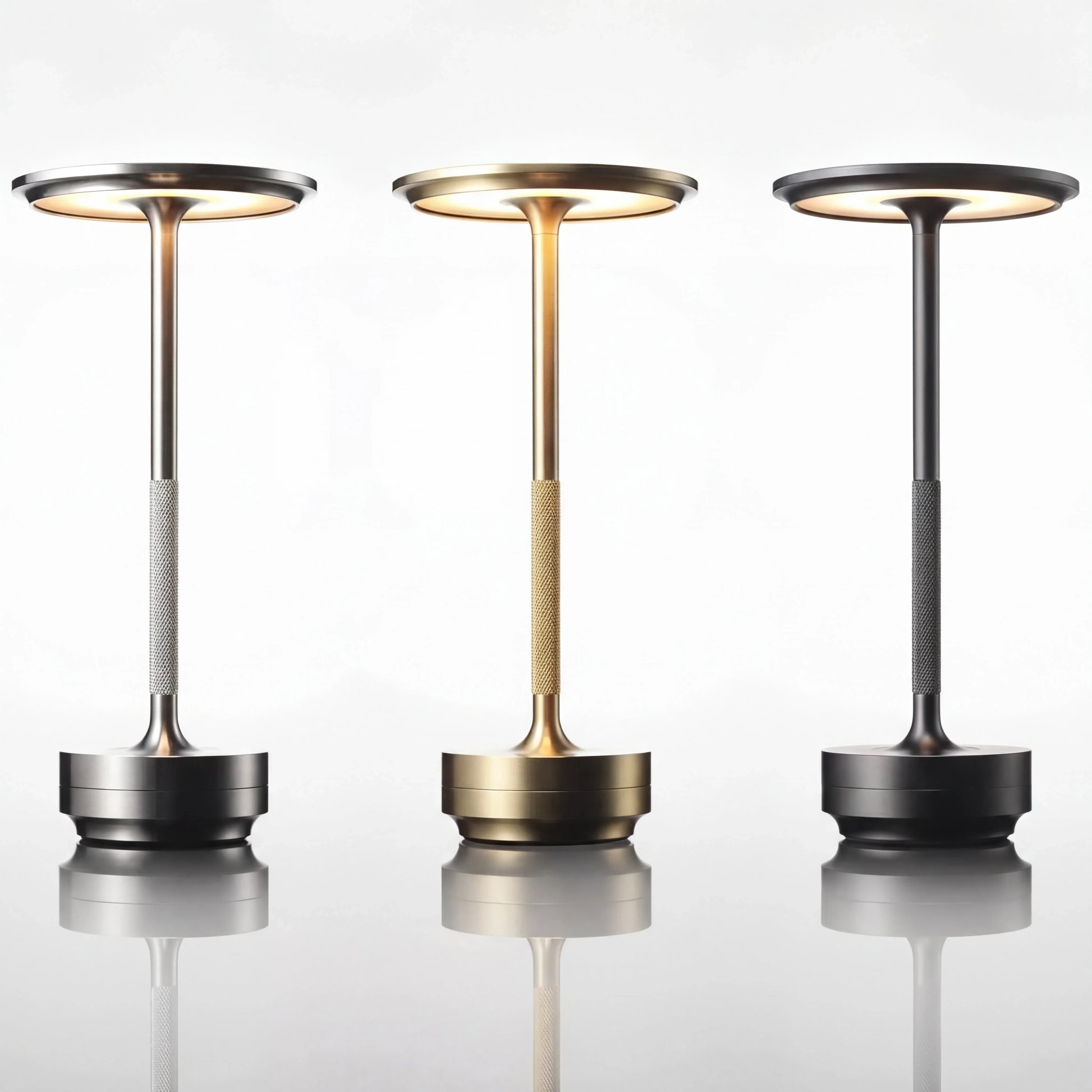 Eclara Ilumina rechargeable cordless table lamp in three colours — gold, black and silver — touch LED, USB, cordless home decor