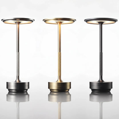 Eclara Ilumina rechargeable cordless table lamp in three colours — gold, black and silver — touch LED, USB, cordless home decor