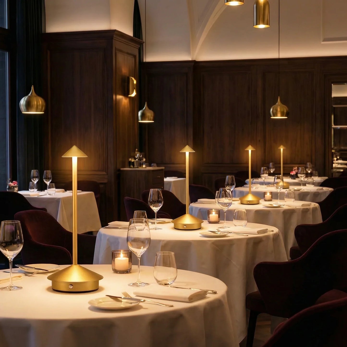 Eclara Pino cordless table lamp in a restaurant bar setting