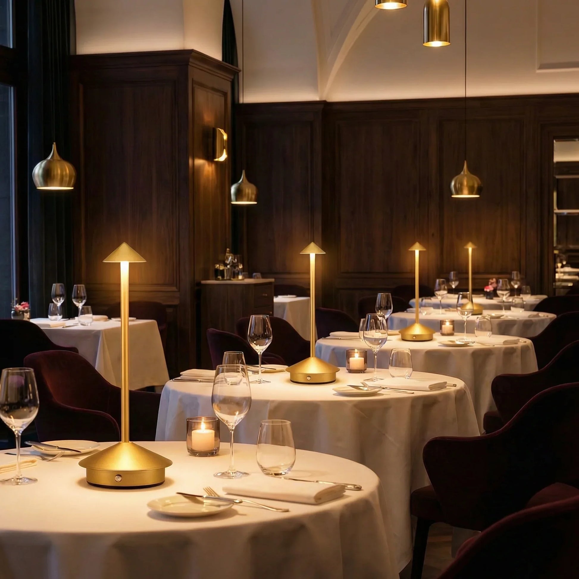 Eclara Pino cordless table lamp in a restaurant bar setting